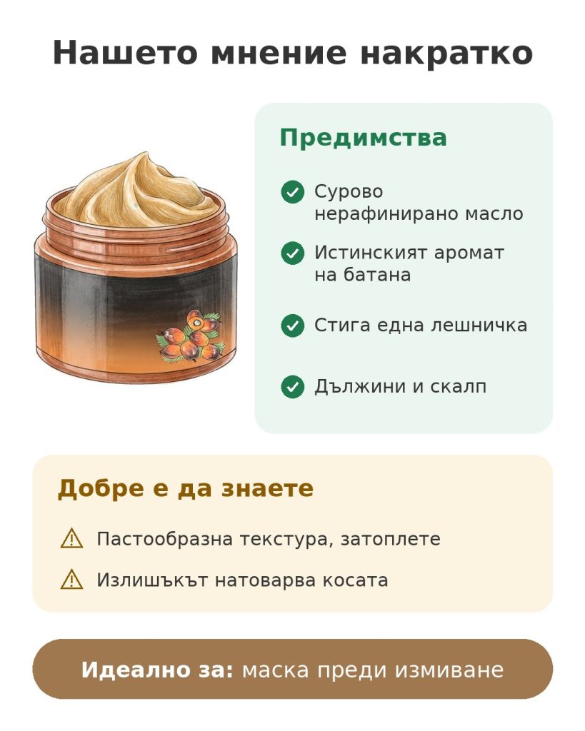 Нашето мнение накратко за суровото масло от батана за дължини и скалп