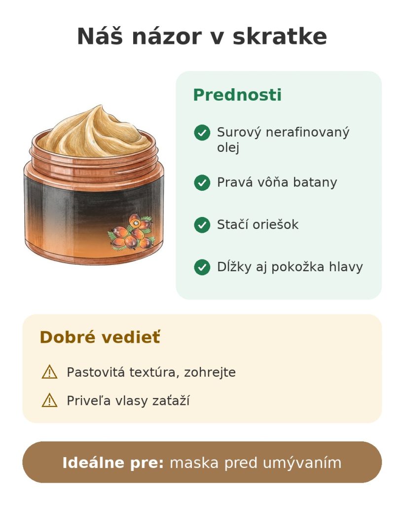Náš názor v skratke na surový olej batana na dĺžky vlasov a pokožku hlavy