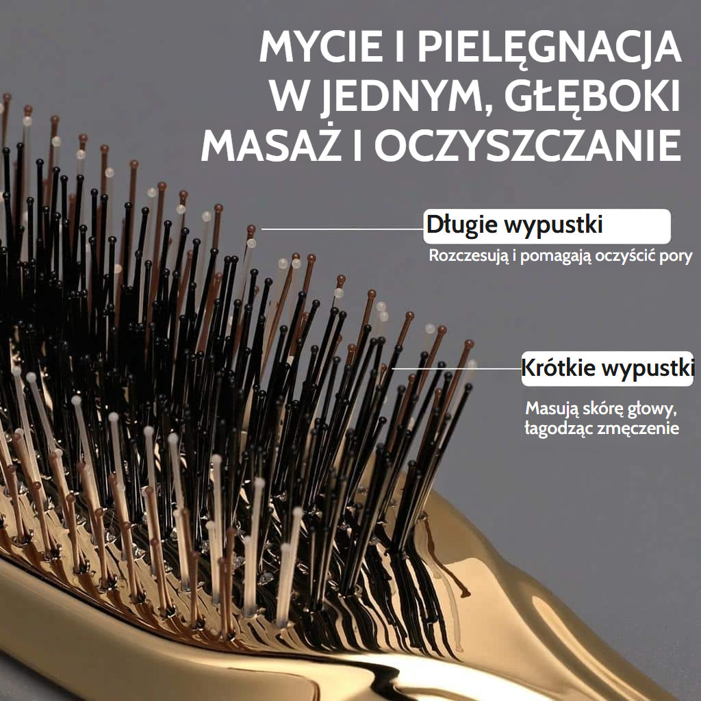 Różowa szczotka do masażu skóry głowy z antystatycznymi nylonowymi ząbkami
