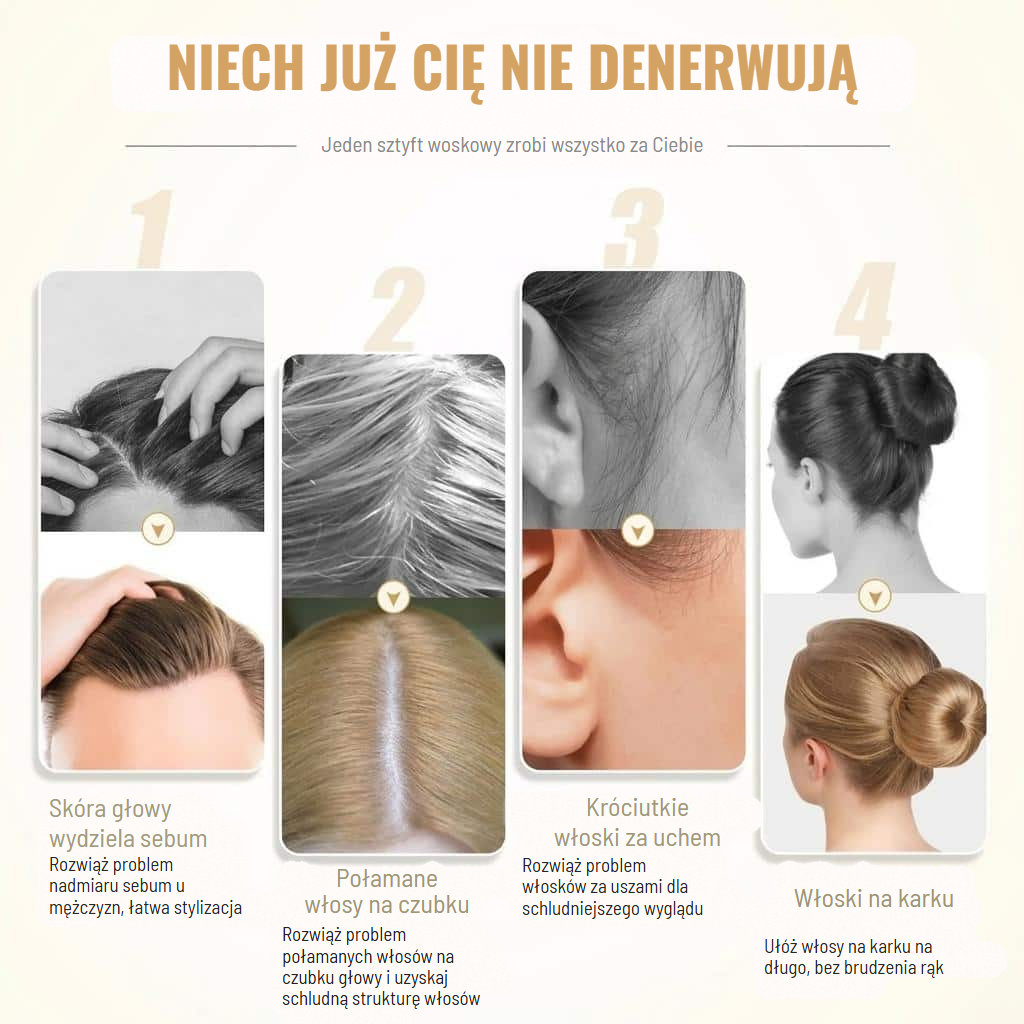 Nawilżający sztyft woskowy do włosów z woskiem pszczelim i olejem z awokado