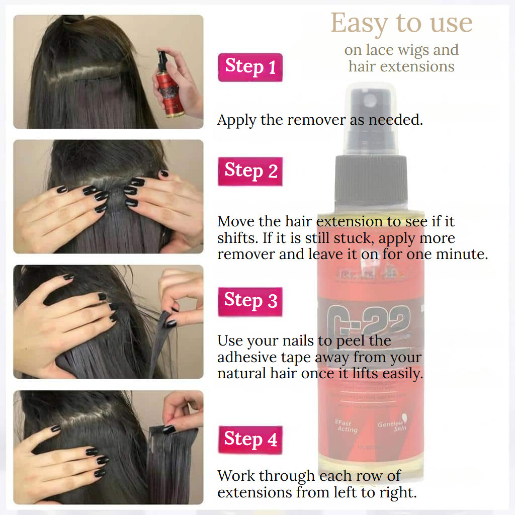 Remover spray for wigs and hair extensions