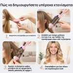 Θερμική βούρτσα ισιώματος, μπούκλας και όγκου με οθόνη led