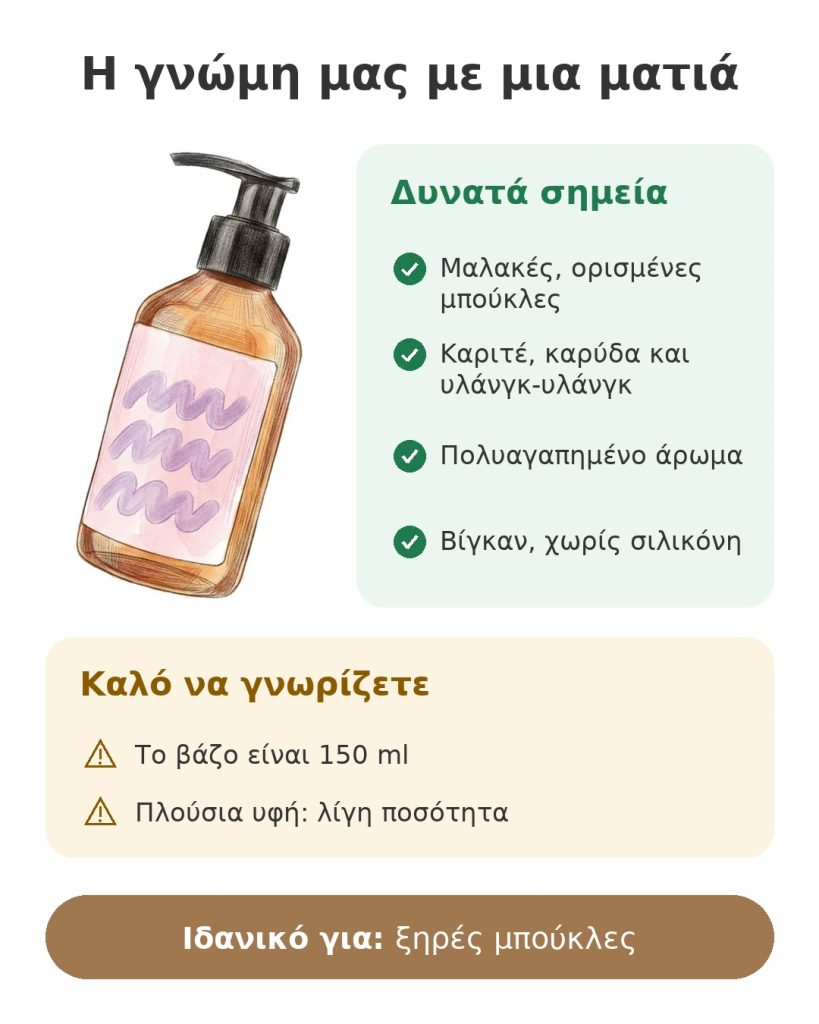 Η γνώμη μας με μια ματιά για την κρέμα για μπούκλες με καριτέ, καρύδα και υλάνγκ-υλάνγκ, βίγκαν