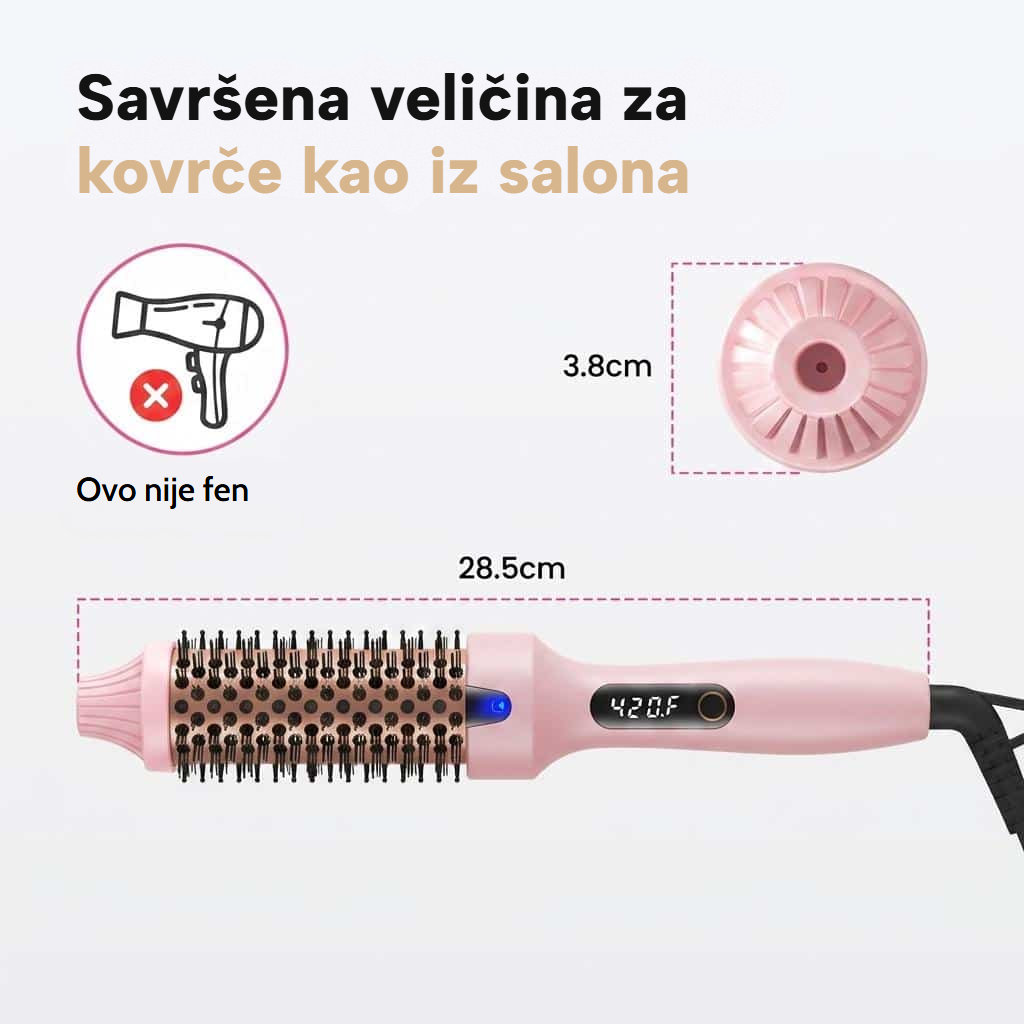 Toplinska četka za ravnanje, kovrčanje i volumen s LED zaslonom