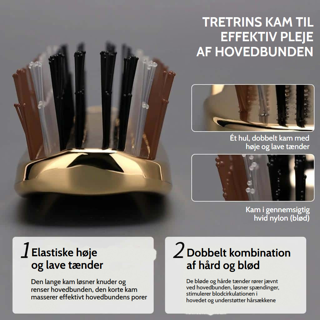 Lyserød massagebørste til hovedbunden med antistatiske nylonnopper
