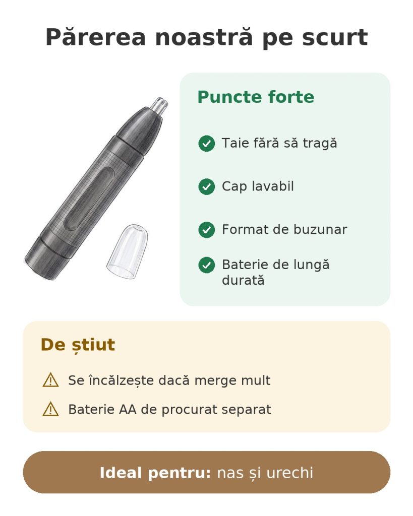 Părerea noastră pe scurt despre trimmer de nas și urechi BaByliss, puncte forte, de știut și utilizare ideală