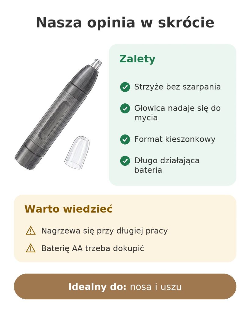 Nasza opinia w skrócie o trymerze do nosa i uszu BaByliss z głowicą do mycia i formatem kieszonkowym