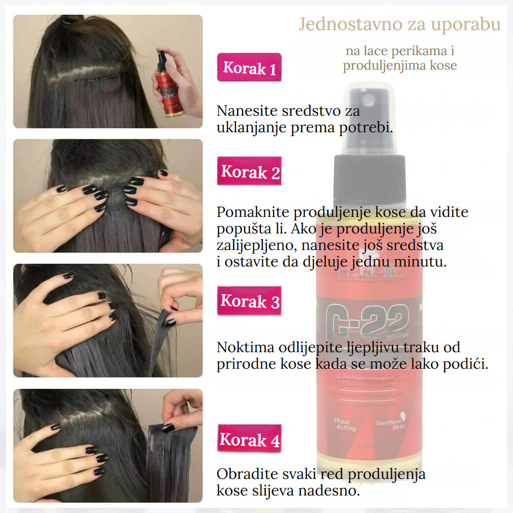 Sprej za otapanje ljepila za perike i ekstenzije za kosu