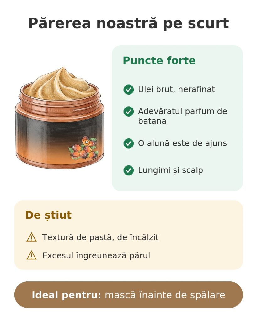 Ulei de batana bio CCKULOOB 120 g Părerea noastră pe scurt despre uleiul de batana brut, nerafinat, pentru păr și scalp