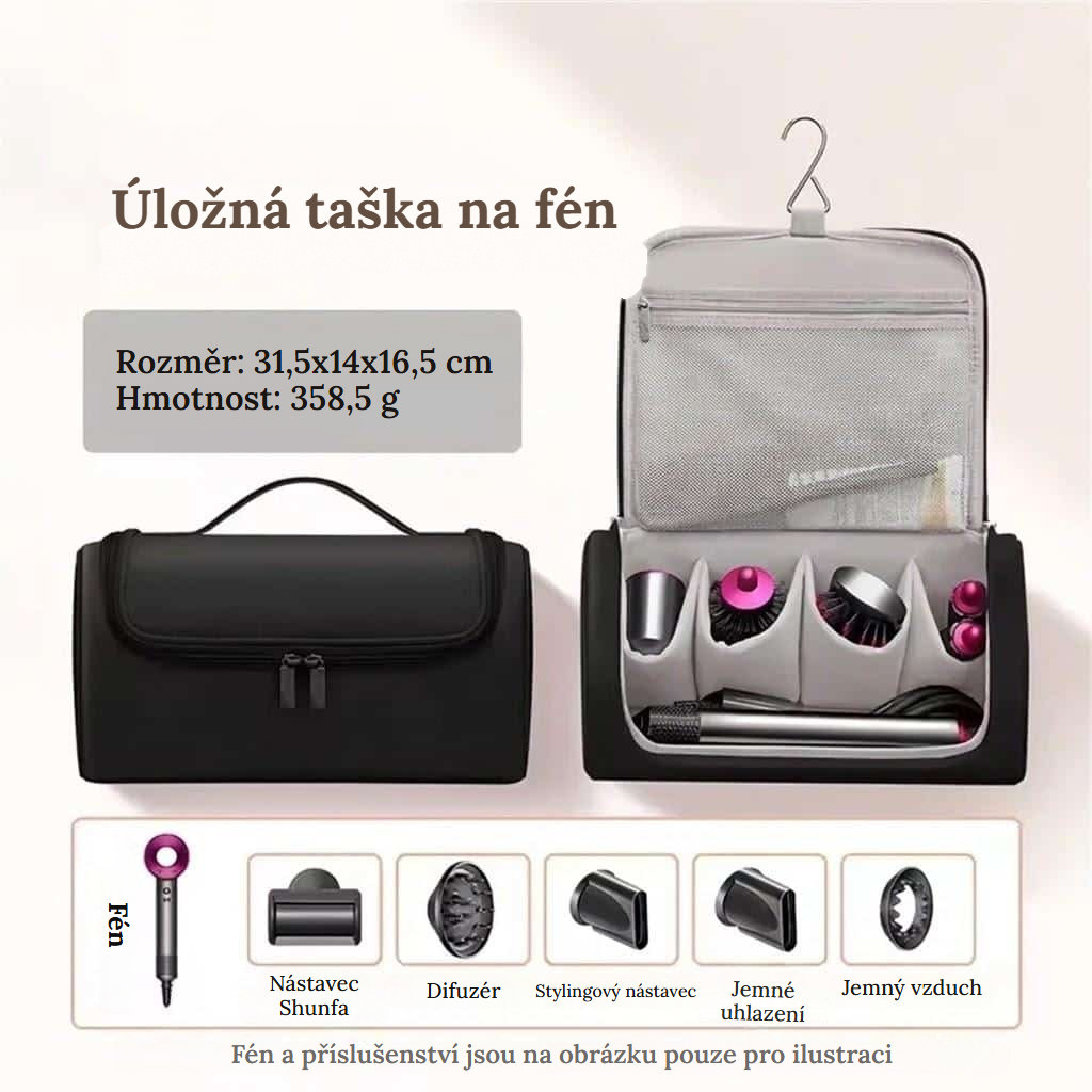 Úložné pouzdro na fén a stylingové nástroje - Černá