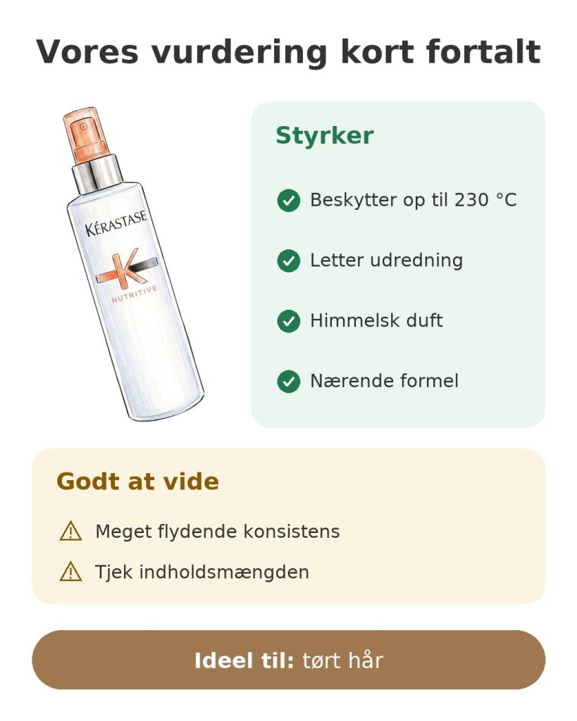 Kérastase Nutritive varmebeskyttende spray Vores vurdering kort fortalt af varmebeskyttende spray Kérastase Nutritive