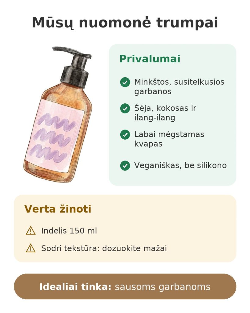 Bali Curls curl cream 150 ml Mūsų nuomonė trumpai apie veganišką garbanų kremą su šėja, kokosu ir ilang-ilang