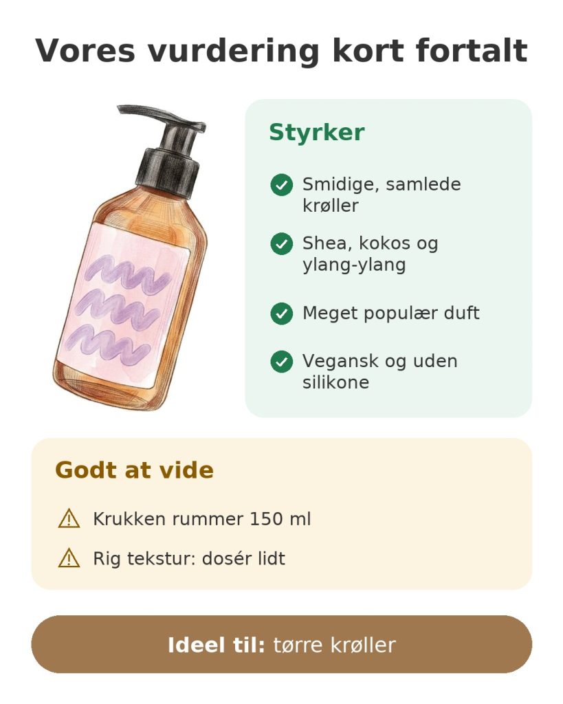 Vores vurdering kort fortalt af vegansk krøllecreme med shea, kokos og ylang-ylang