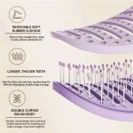 Self-cleaning detangling brush with thickened teeth for curly hair