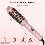 Ronde verwarmde 3-in-1-borstel van keramiek met lcd-scherm