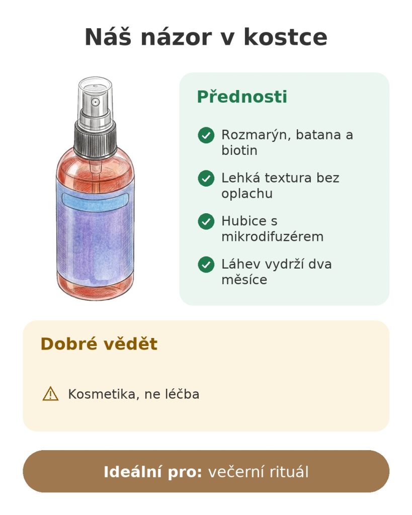 Náš názor v kostce na vlasové sérum s rozmarýnem, batanou a biotinem bez oplachu