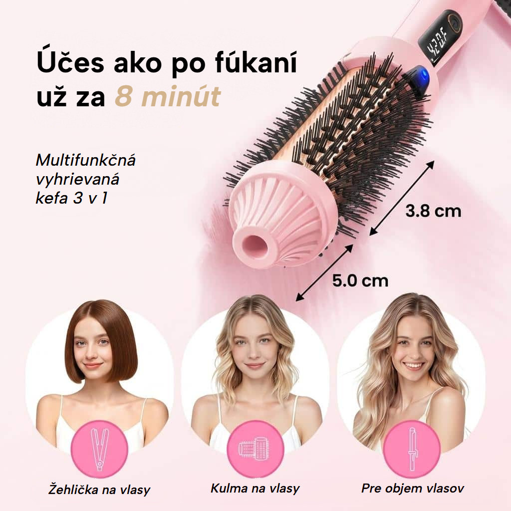 Termokefa na vyhladzovanie, kučerenie a objem s LED displejom