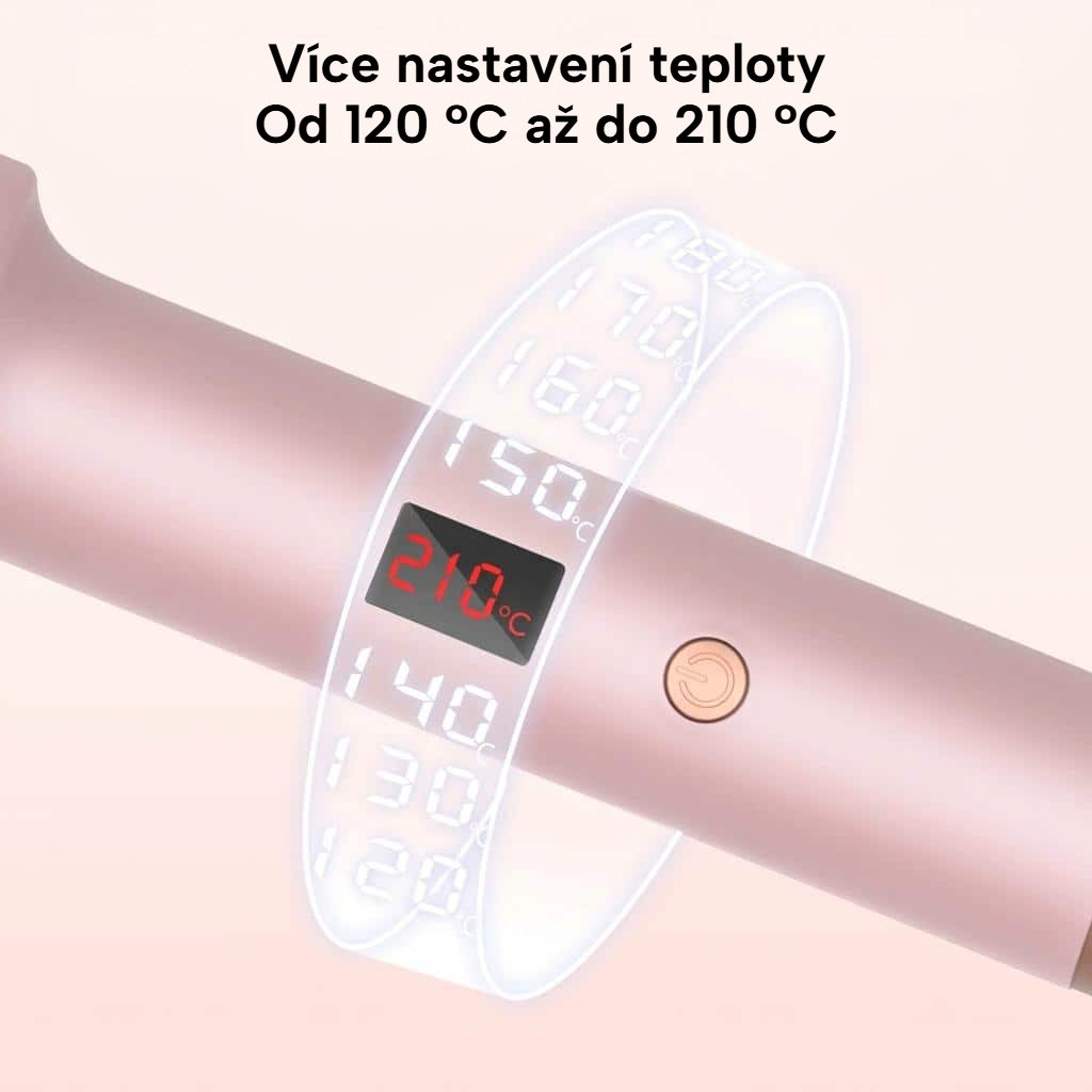 Kulatý 3v1 ohřívací kartáč z keramiky s LCD displejem