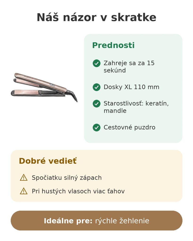 Náš názor v skratke na žehličku na vlasy Remington s keratínom a mandľou