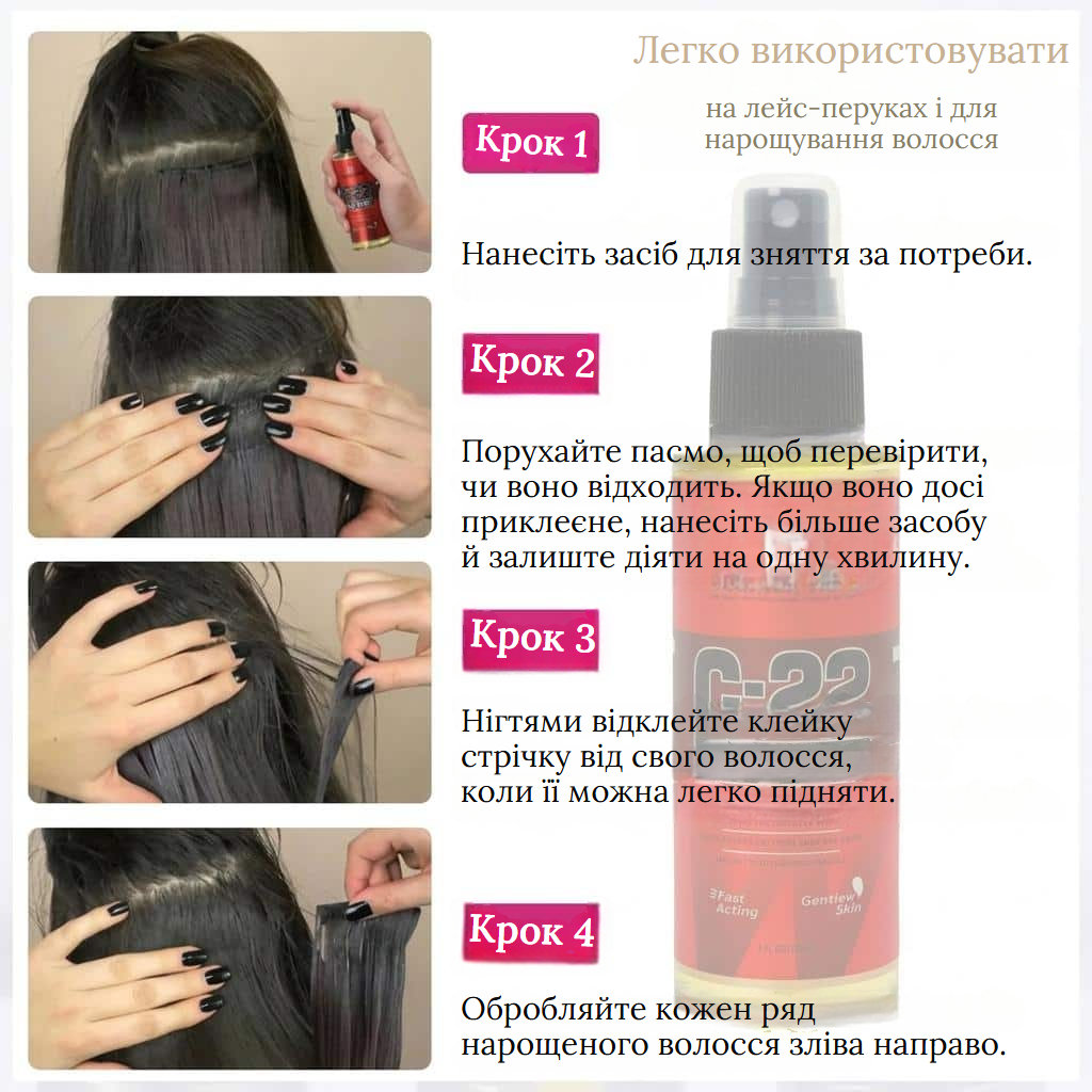 Спрей-розчинник для перук і пасом для нарощування